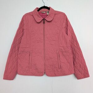 LL Bean Women's Pink Quilted Lightweight Zip Up Jacket Work Chore Sz L